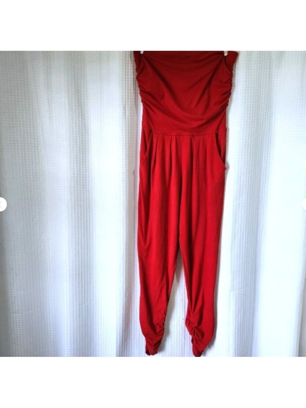 Womens Jumper Strapless Size Medium Red Side Pockets Streetwear Society